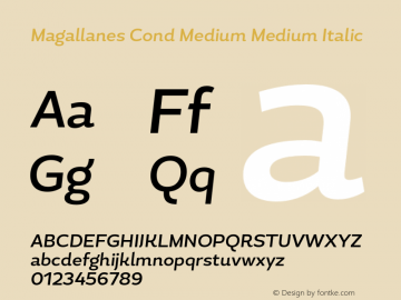 Magallanes Cond Medium Medium Italic 1.000 Font Sample