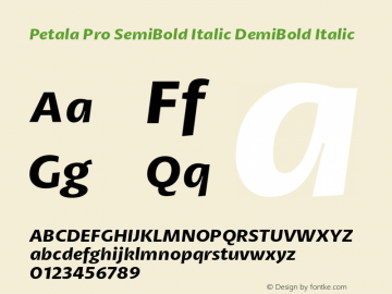 Petala Pro SemiBold Italic DemiBold Italic Version 1.001图片样张