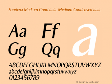 Sandena Medium Cond Italic Medium Condensed Italic Version 1.000图片样张