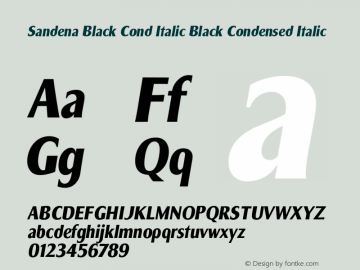 Sandena Black Cond Italic Black Condensed Italic Version 1.000 Font Sample