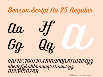 Benson Script No 25 Regular Version 1.000;PS 001.000;hotconv 1.0.70;makeotf.lib2.5.58329 Font Sample