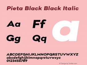 Pieta Black Black Italic Version 1.000;PS 001.000;hotconv 1.0.70;makeotf.lib2.5.58329图片样张