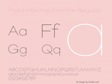 Pieta Hairline Hairline Regular Version 1.000;PS 001.000;hotconv 1.0.70;makeotf.lib2.5.58329 Font Sample