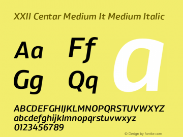 XXII Centar Medium It Medium Italic Version 1.002;com.myfonts.doubletwo.xxii-centar.medium-italic.wfkit2.42XN图片样张