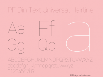 PF Din Text Universal Hairline Version 1.000; Fonts for Free; vk.com/fontsforfree Font Sample