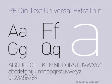 PF Din Text Universal ExtraThin Version 3.000; Fonts for Free; vk.com/fontsforfree图片样张