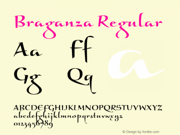 Braganza Regular 7.0d1e5 Font Sample