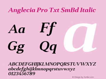 Anglecia Pro Txt SmBd Italic Version 001.000图片样张