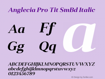 Anglecia Pro Tit SmBd Italic Version 001.000 Font Sample