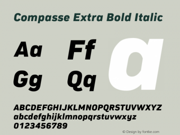 Compasse Extra Bold Italic Version 1.000 Font Sample