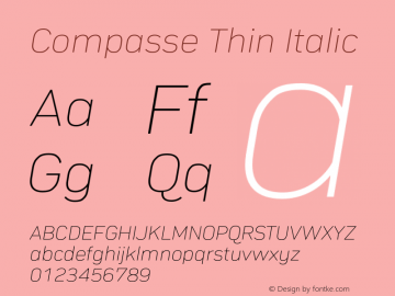 Compasse Thin Italic Version 1.000 Font Sample