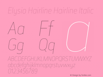 Elysio Hairline Hairline Italic Version 1.000;PS 001.000;hotconv 1.0.70;makeotf.lib2.5.58329;com.myfonts.typedynamic.elysio.hairline-italic.wfkit2.4bT5 Font Sample