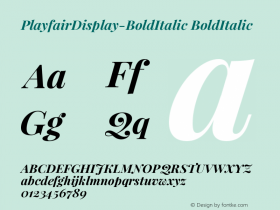 PlayfairDisplay-BoldItalic BoldItalic Version 001.004图片样张