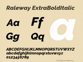 Raleway ExtraBoldItalic Version 001.001 Font Sample