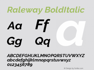 Raleway BoldItalic Version 001.001图片样张