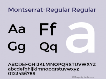 Montserrat-Regular Regular Version 2.001 Font Sample