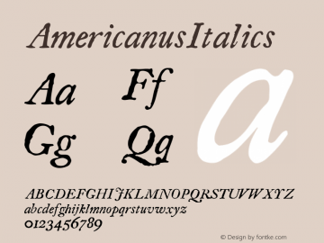 AmericanusItalics ☞ Version 1.000 2006 initial release;com.myfonts.aerotype.americanus.italics.wfkit2.3sWM图片样张