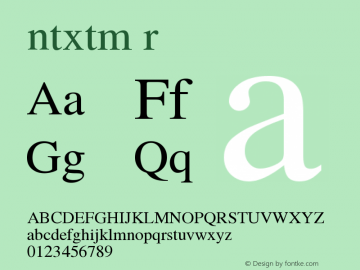 ntxtm r Version 2.004 Font Sample