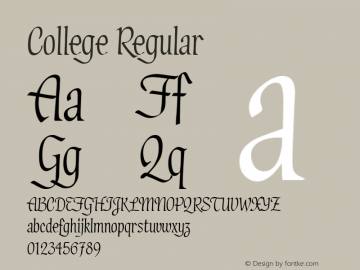 College Regular Brendel            :28.08.1995 Font Sample