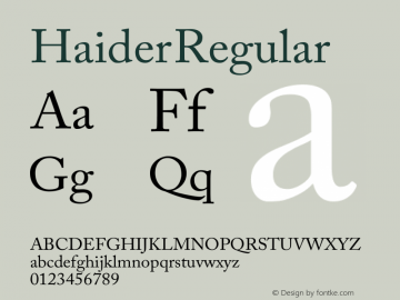 Haider Regular Version 1.00 Font Sample