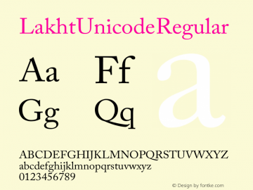 Lakht Unicode Regular Version 1.00 Font Sample