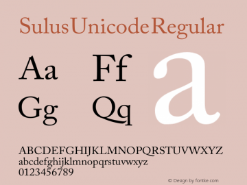 Sulus Unicode Regular Version 1.00 Font Sample