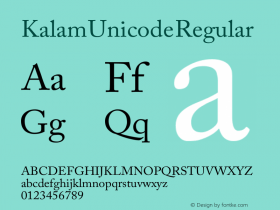 Kalam Unicode Regular Version 1.00 Font Sample