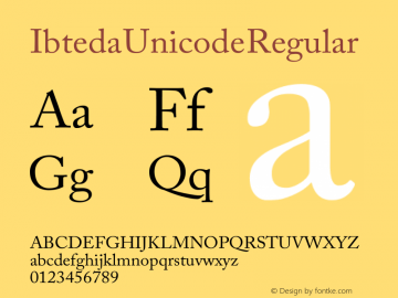 Ibteda Unicode Regular Version 1.00 Font Sample