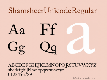 Shamsheer Unicode Regular Version 1.00图片样张