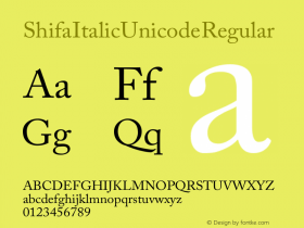 Shifa Italic Unicode Regular Version 1.00图片样张