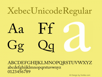 Xebec Unicode Regular Version 1.00图片样张