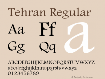 Tehran Regular 1.0 Font Sample