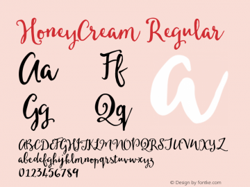 HoneyCream Regular Version 1.00 2015 Font Sample