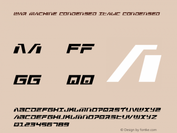 War Machine Condensed Italic Condensed Version 2.0; 2015图片样张