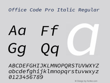 Office Code Pro Italic Regular Version 1.004 Font Sample