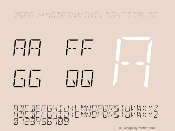 DSEG14 Modern Mini Light Italic Version 0.2 Font Sample