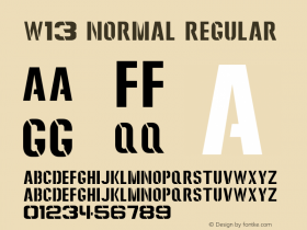 W13 Normal Regular Version 1.000;PS 001.000;hotconv 1.0.70;makeotf.lib2.5.58329 Font Sample