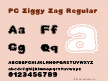 PC Ziggy Zag Regular Macromedia Fontographer 4.1 10/21/1998 Font Sample