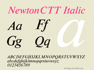 NewtonCTT Italic TrueType Maker version 1.00.03 Font Sample