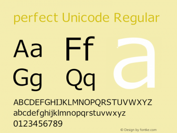 perfect Unicode Regular Version 1.0 2011 Font Sample