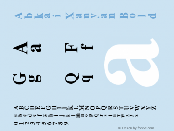 Abkai Xanyan Bold 15.09 Font Sample