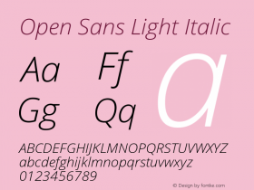 Open Sans Light Italic Version 1.10 Font Sample