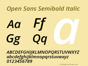 Open Sans Semibold Italic Version 1.10 Font Sample
