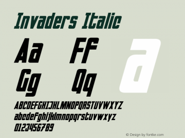 Invaders Italic Version 1.10 - June 5, 2013 Font Sample