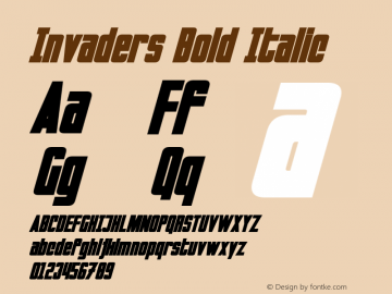 Invaders Bold Italic Version 1.10 June 16, 2014 Font Sample