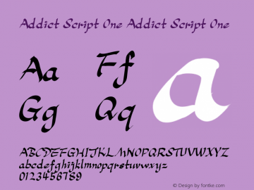 Addict Script One Addict Script One 1.0 Font Sample