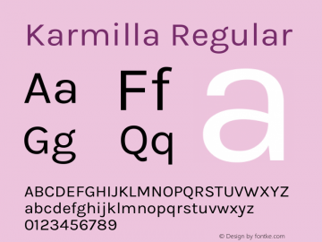 Karmilla Regular Version 1.000 Font Sample