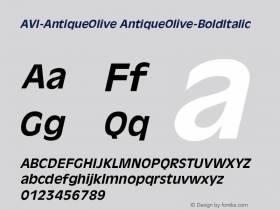 AVI-AntiqueOlive AntiqueOlive-BoldItalic Version 001.000图片样张