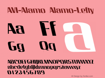 AVI-Alamo Alamo-Lefty Version 001.000 Font Sample