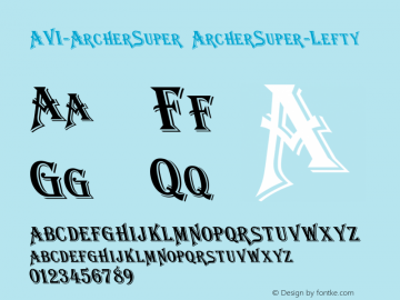 AVI-ArcherSuper ArcherSuper-Lefty Version 001.000 Font Sample